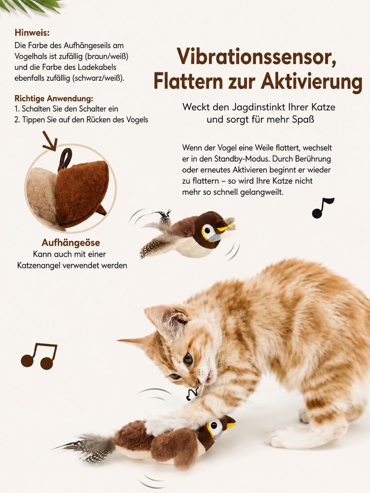 Interaktiver Zwitscher-Vogel für Katzen mit Sound