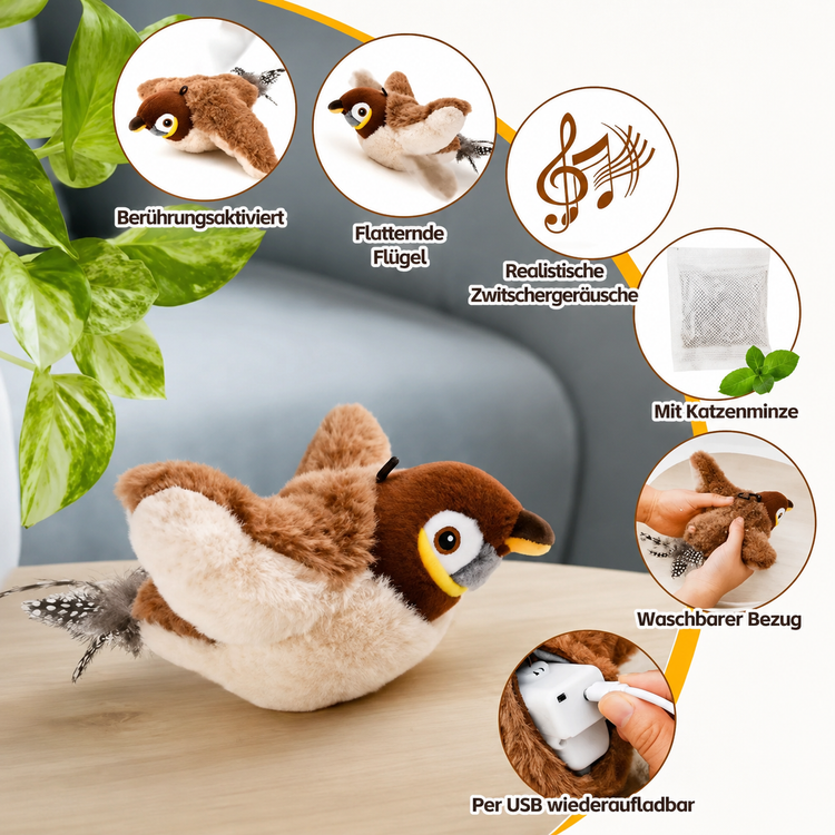 Interaktiver Zwitscher-Vogel für Katzen mit Sound