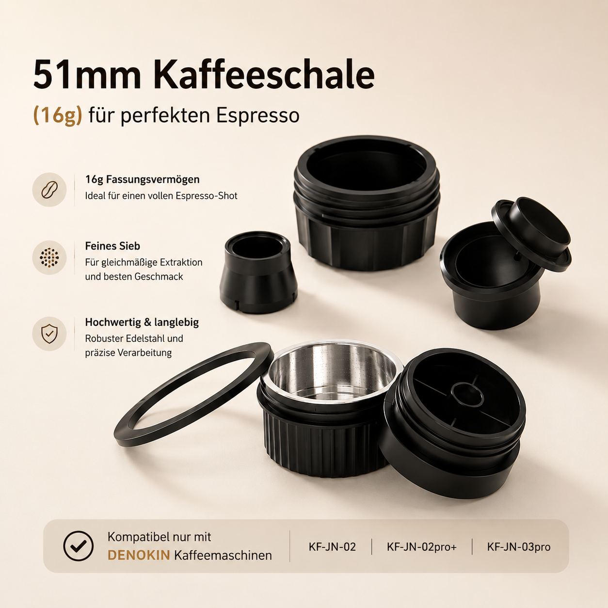 Premium Edelstahl Kaffeefilter 51mm