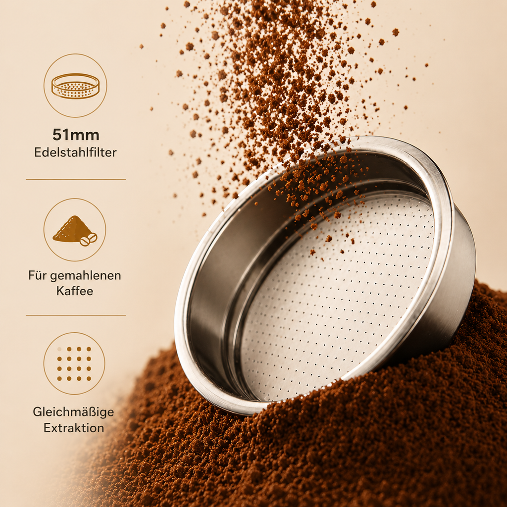 Premium Edelstahl Kaffeefilter 51mm