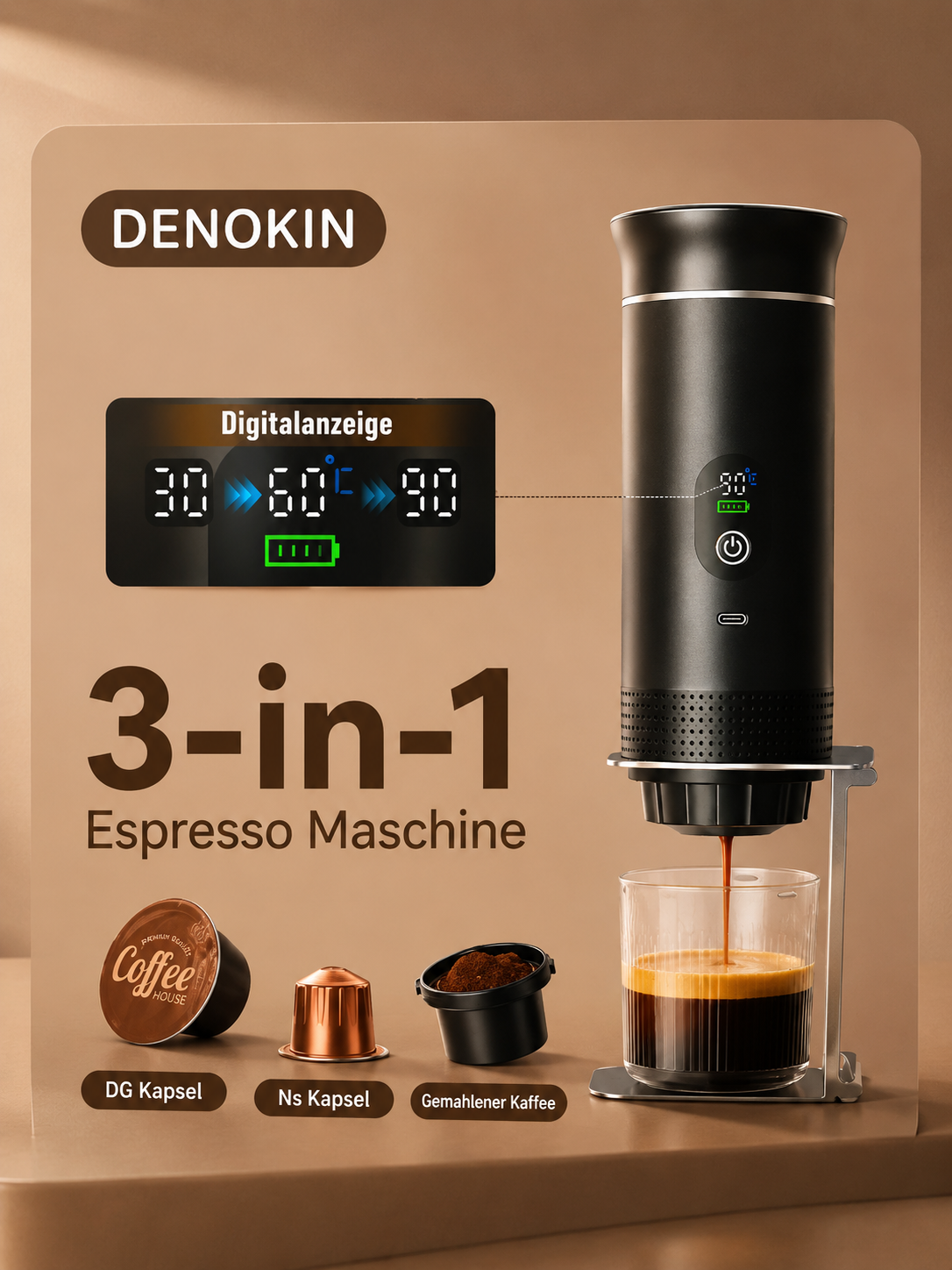 3-in-1 Tragbare Kaffemaschine