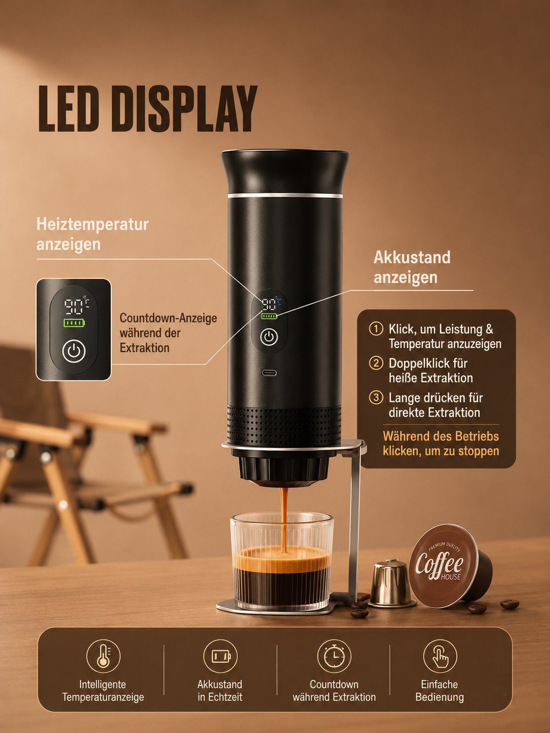 3-in-1 Tragbare Kaffemaschine