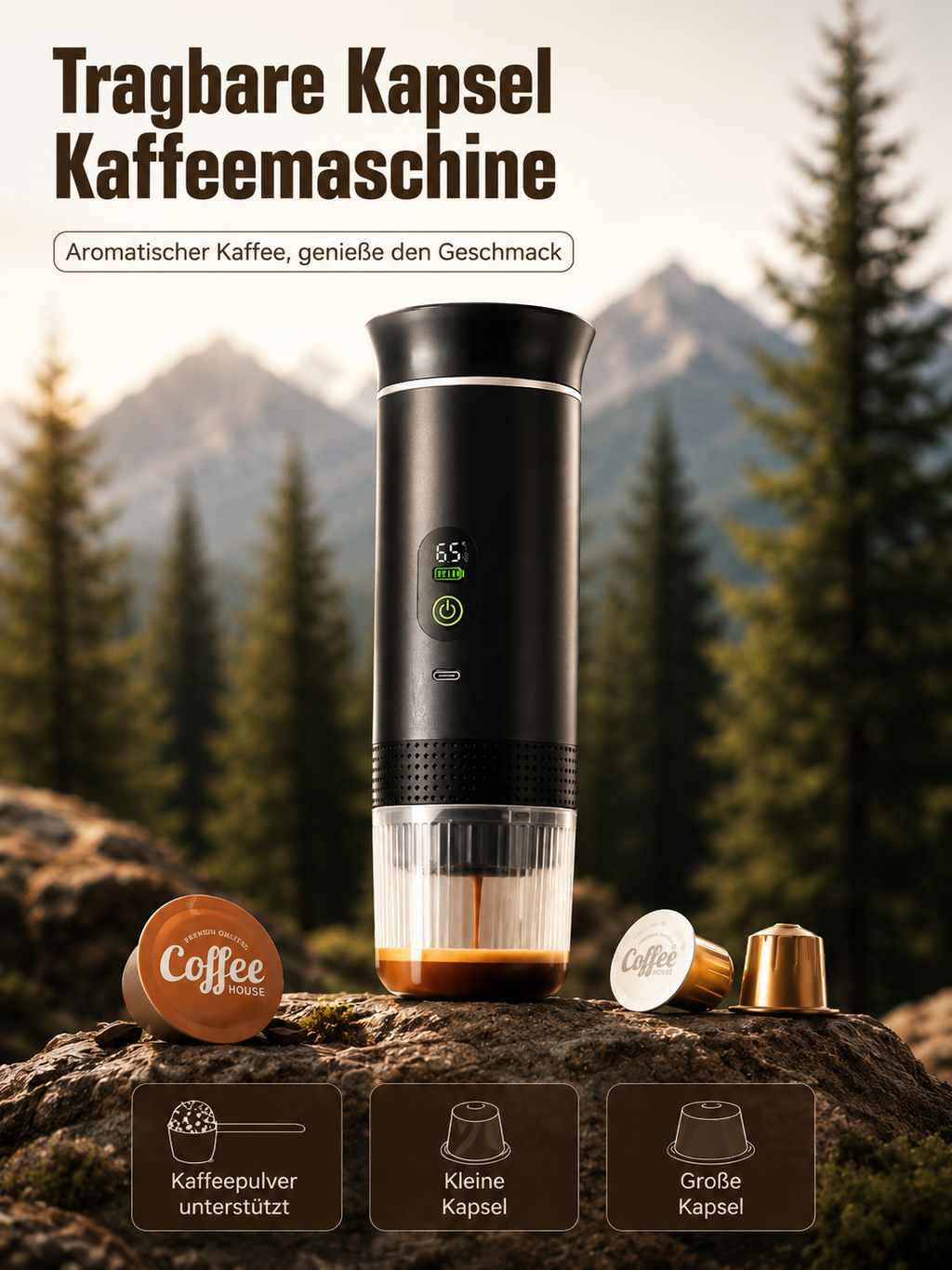 3-in-1 Tragbare Kaffemaschine