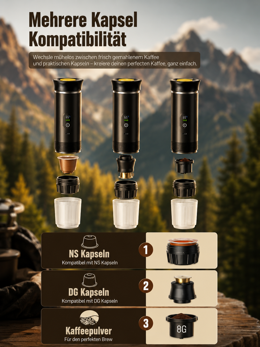 3-in-1 Tragbare Kaffemaschine