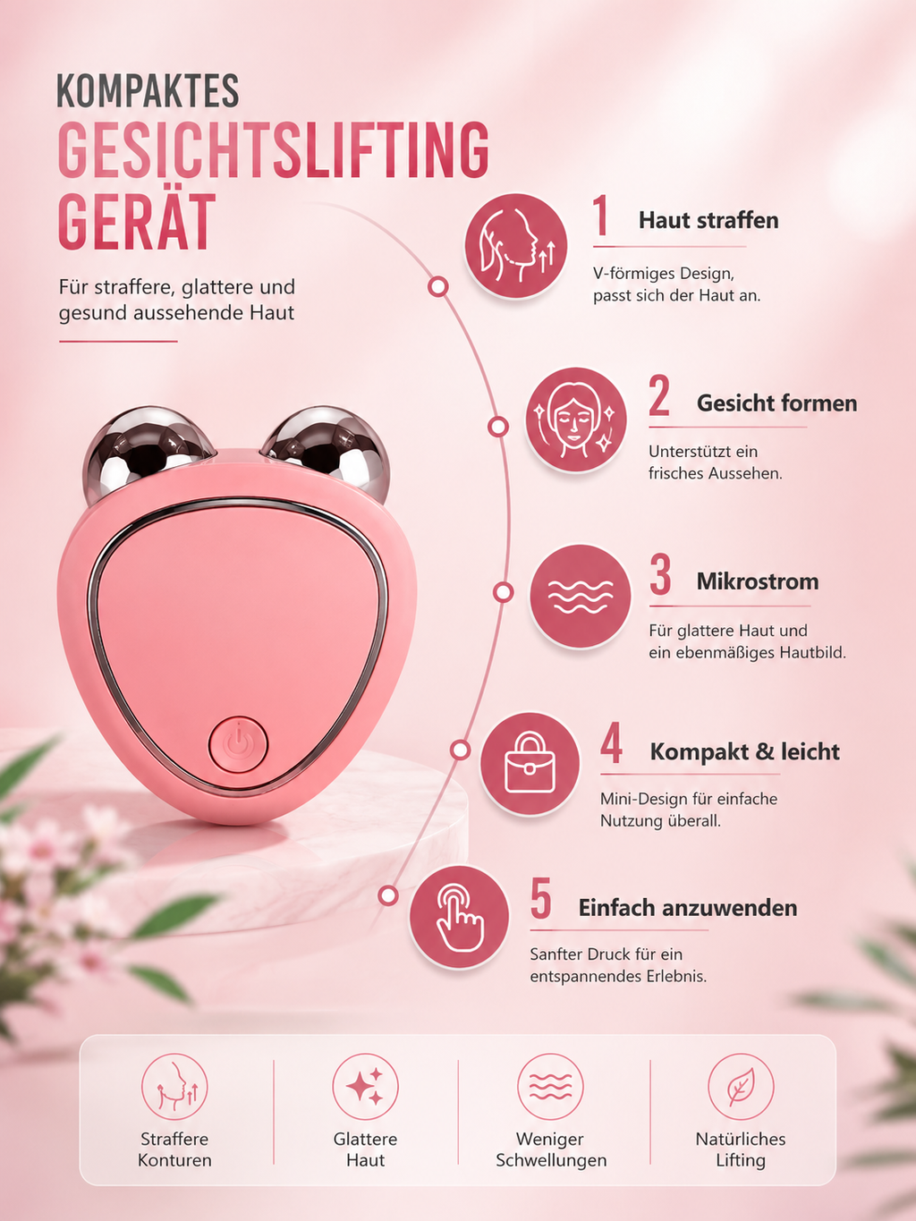 Gesischtlifting-Gerät für srtaffere Haut und definiere Konturen.