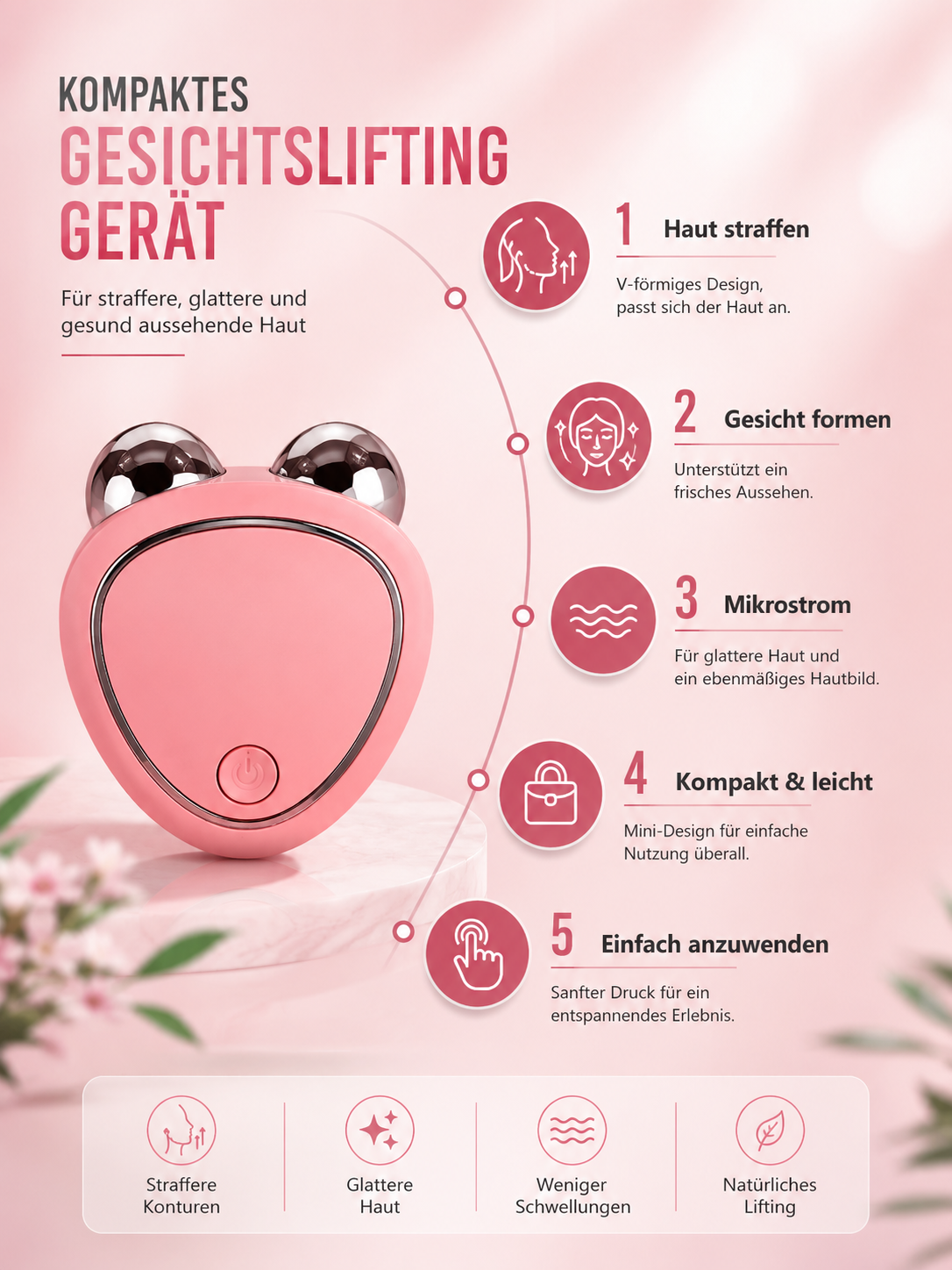 Gesischtlifting-Gerät für srtaffere Haut und definiere Konturen.