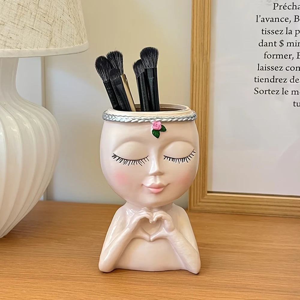 Pinselhalter Büste – dekorativer Make-up-Organizer für den Schminktisch