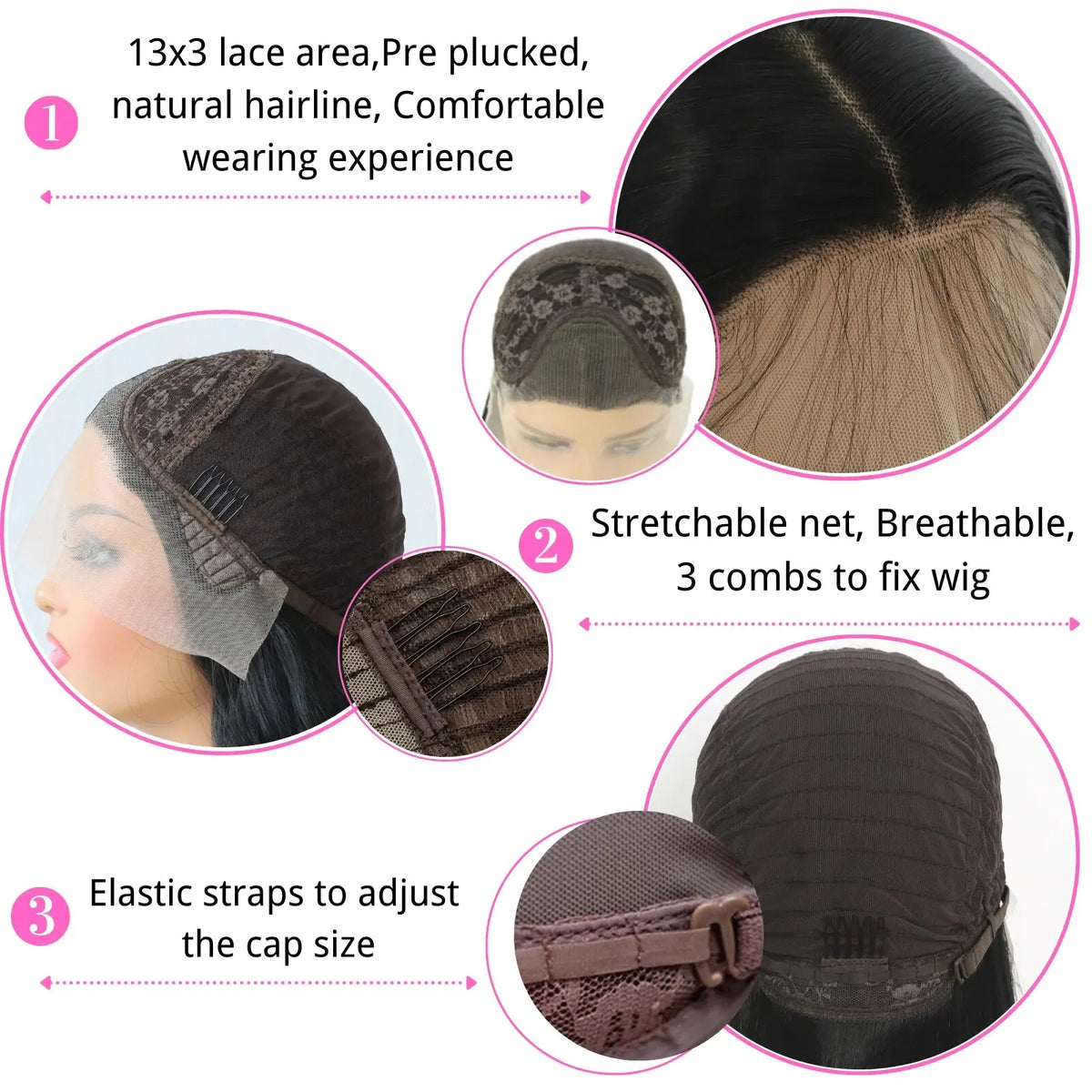 Lace Front Perücke lang & glatt in Naturschwarz – ohne Kleber, hitzebeständig