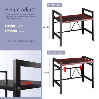 Mikrowellen-Regal ausziehbar 42–64 cm – Küchen-Organizer für die Arbeitsplatte