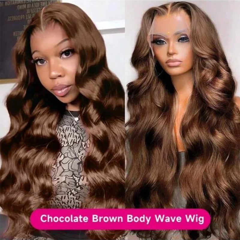 Echthaar Lace Front Perücke Body Wave in Schokobraun – 13x4 HD Lace