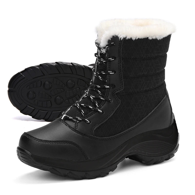 Damen Winterstiefel Plateau mit Kunstfell, wasserabweisend