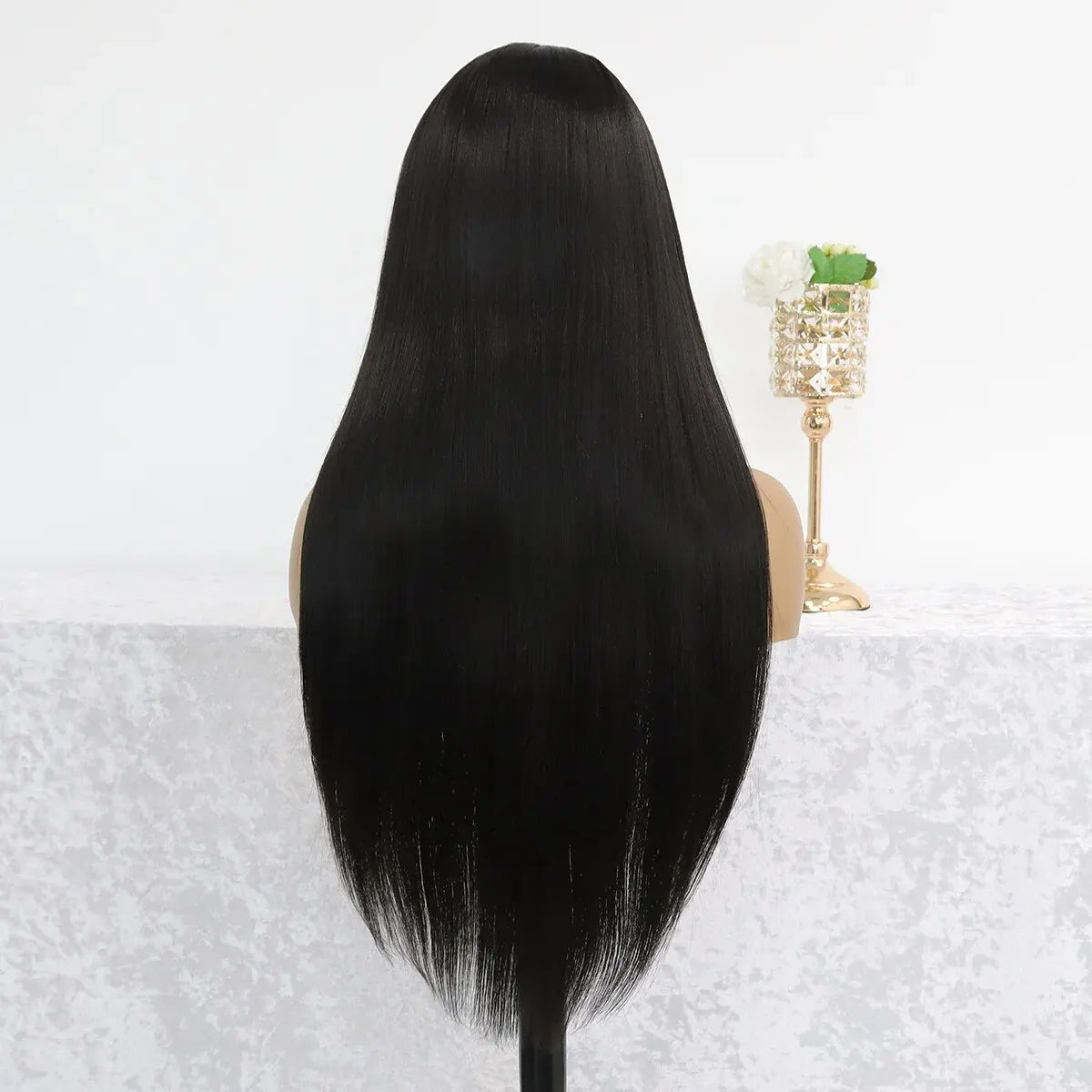 Lace Front Perücke lang & glatt in Naturschwarz – ohne Kleber, hitzebeständig