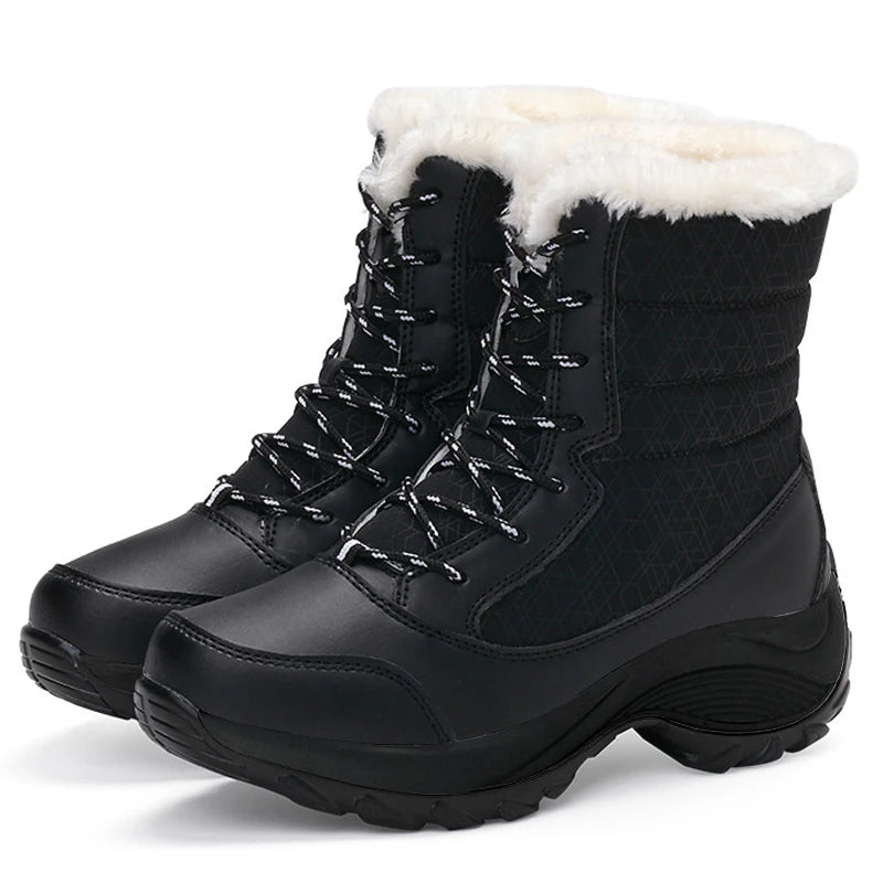 Damen Winterstiefel Plateau mit Kunstfell, wasserabweisend