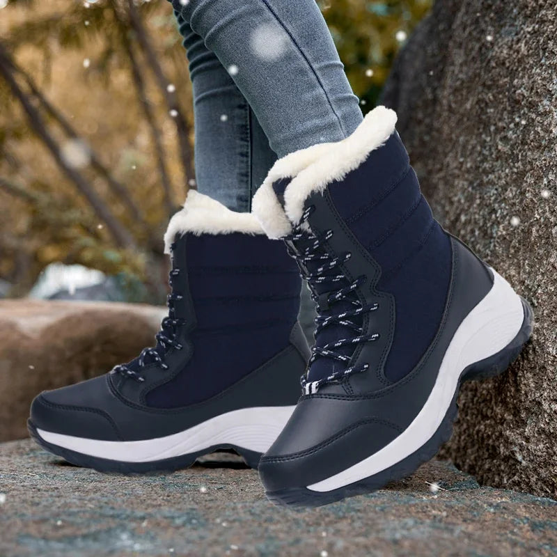 Damen Winterstiefel Plateau mit Kunstfell, wasserabweisend