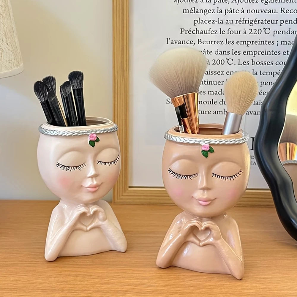 Pinselhalter Büste – dekorativer Make-up-Organizer für den Schminktisch