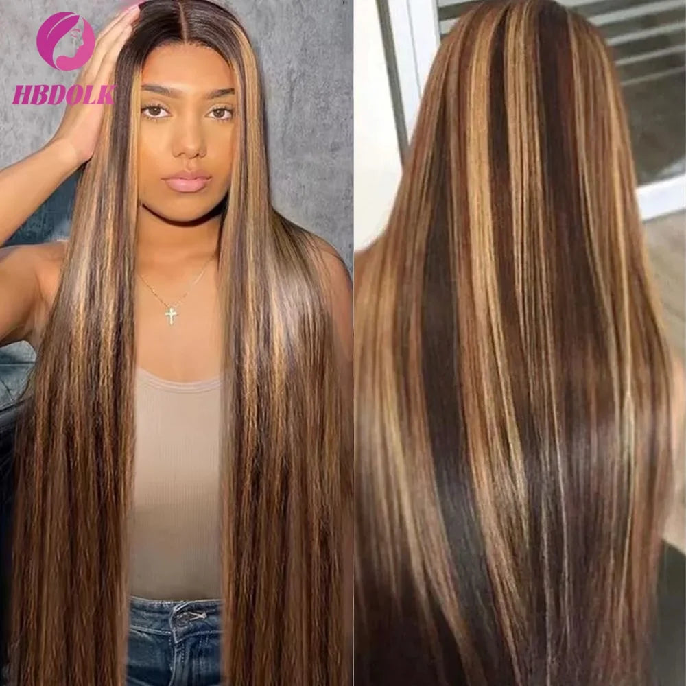 Echthaar Lace Front Perücke Ombré Honigblond – glatt, mit Babyhaaren