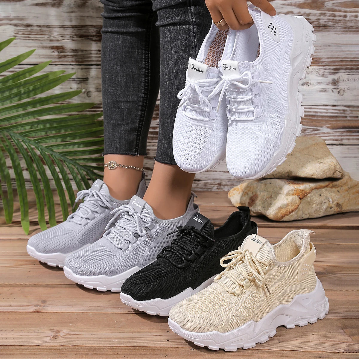 Damen Freizeit-Sneaker einfarbig – schlicht & vielseitig