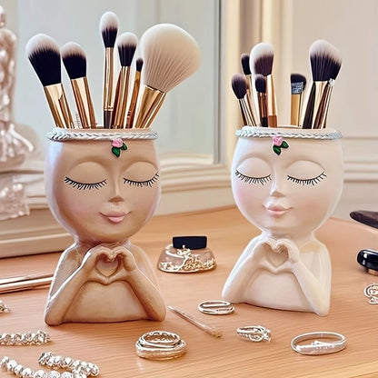 Pinselhalter Büste – dekorativer Make-up-Organizer für den Schminktisch