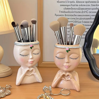 Pinselhalter Büste – dekorativer Make-up-Organizer für den Schminktisch