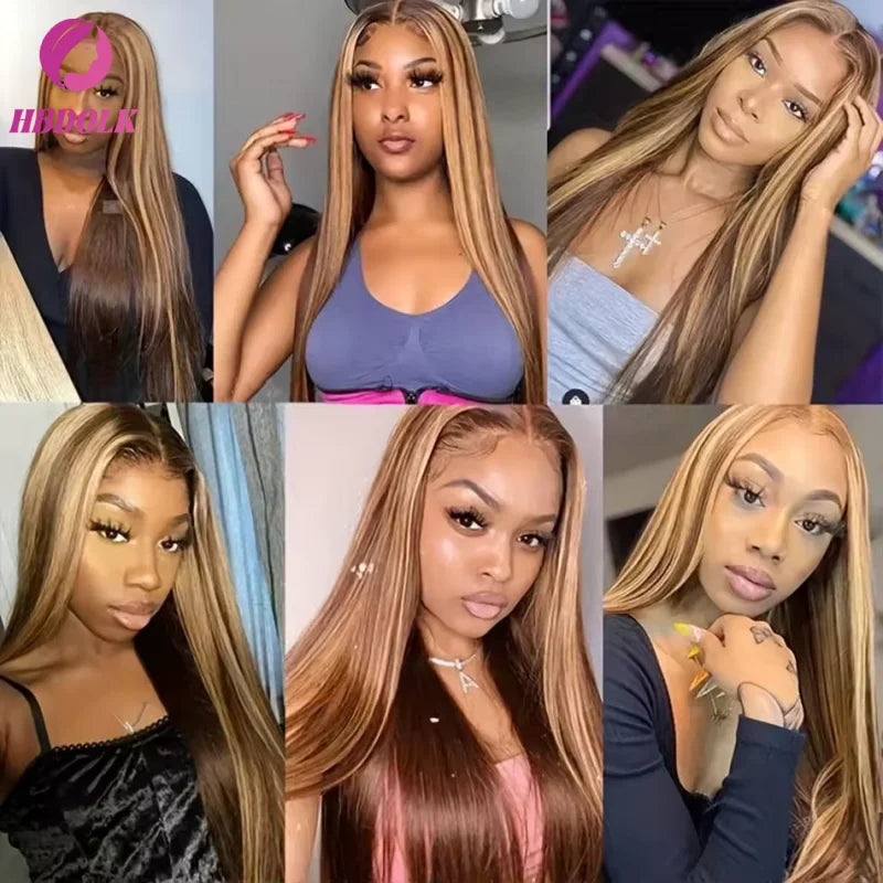 Echthaar Lace Front Perücke Ombré Honigblond – glatt, mit Babyhaaren