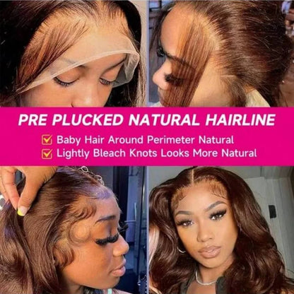 Echthaar Lace Front Perücke Body Wave in Schokobraun – 13x4 HD Lace