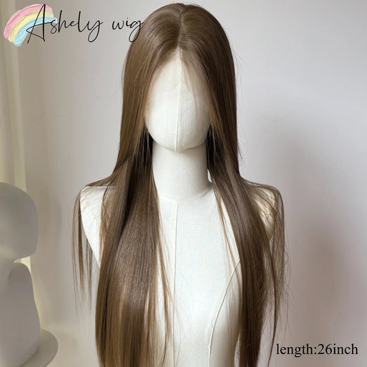 Echthaar Lace-Front-Perücke lang & glatt, 66 cm