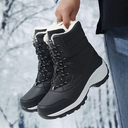 Damen Winterstiefel Plateau mit Kunstfell, wasserabweisend
