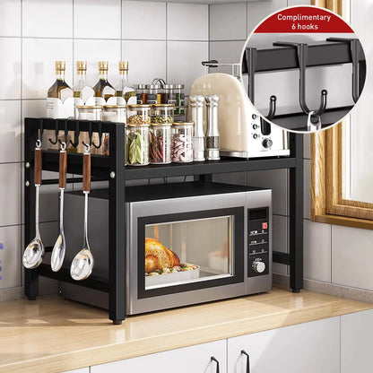 Mikrowellen-Regal ausziehbar 42–64 cm – Küchen-Organizer für die Arbeitsplatte
