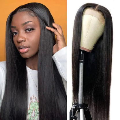 Lace Front Perücke lang & glatt in Naturschwarz – ohne Kleber, hitzebeständig