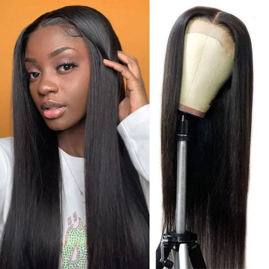 Lace Front Perücke lang & glatt in Naturschwarz – ohne Kleber, hitzebeständig
