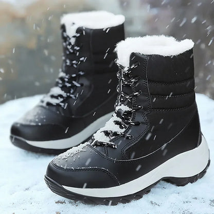 Damen Winterstiefel Plateau mit Kunstfell, wasserabweisend