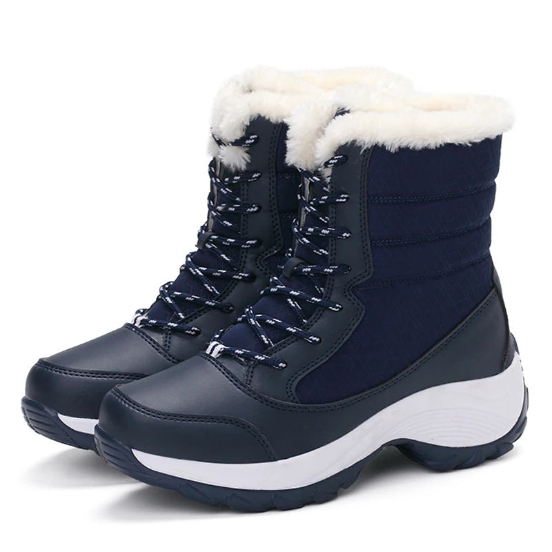Damen Winterstiefel Plateau mit Kunstfell, wasserabweisend