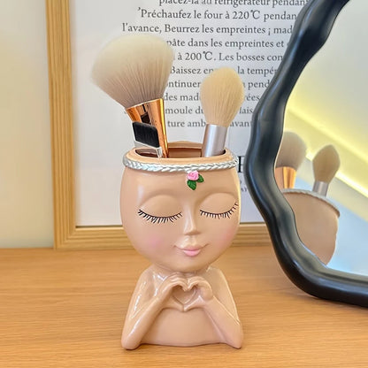 Pinselhalter Büste – dekorativer Make-up-Organizer für den Schminktisch