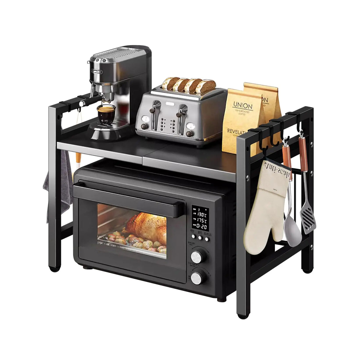 Mikrowellen-Regal ausziehbar 42–64 cm – Küchen-Organizer für die Arbeitsplatte