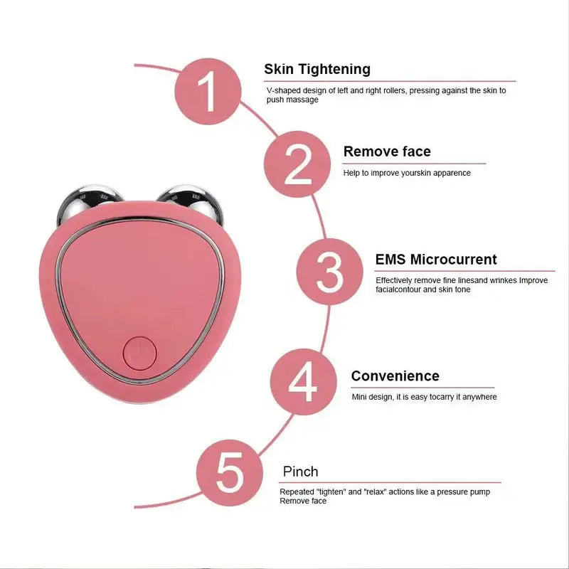 Portable Electric Face Lift Roller Massager Sonic Facial Lifting Skin Tighten Massage Double-headed Double Roller Massager