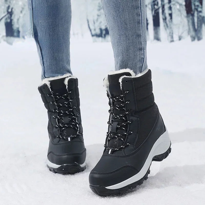 Damen Winterstiefel Plateau mit Kunstfell, wasserabweisend
