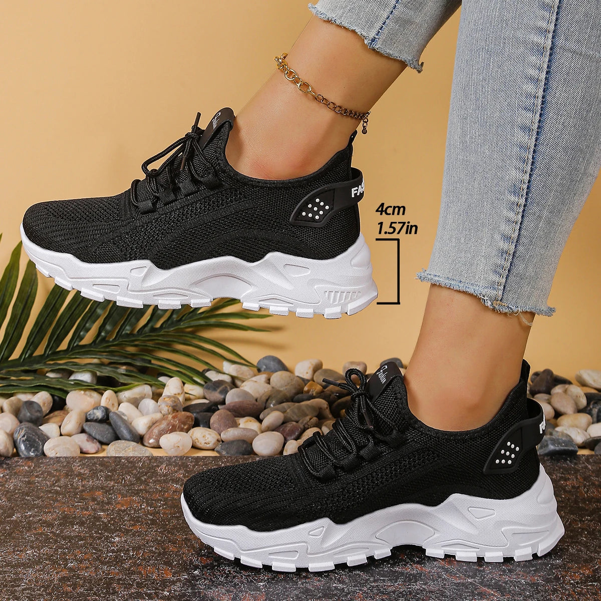 Damen Freizeit-Sneaker einfarbig – schlicht & vielseitig