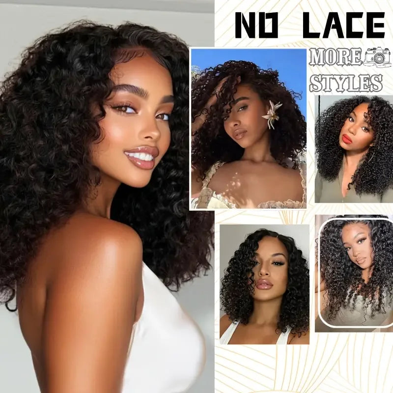 Echthaar Half Wig lockig – 3-in-1, ohne Kleber, mit Kordelzug