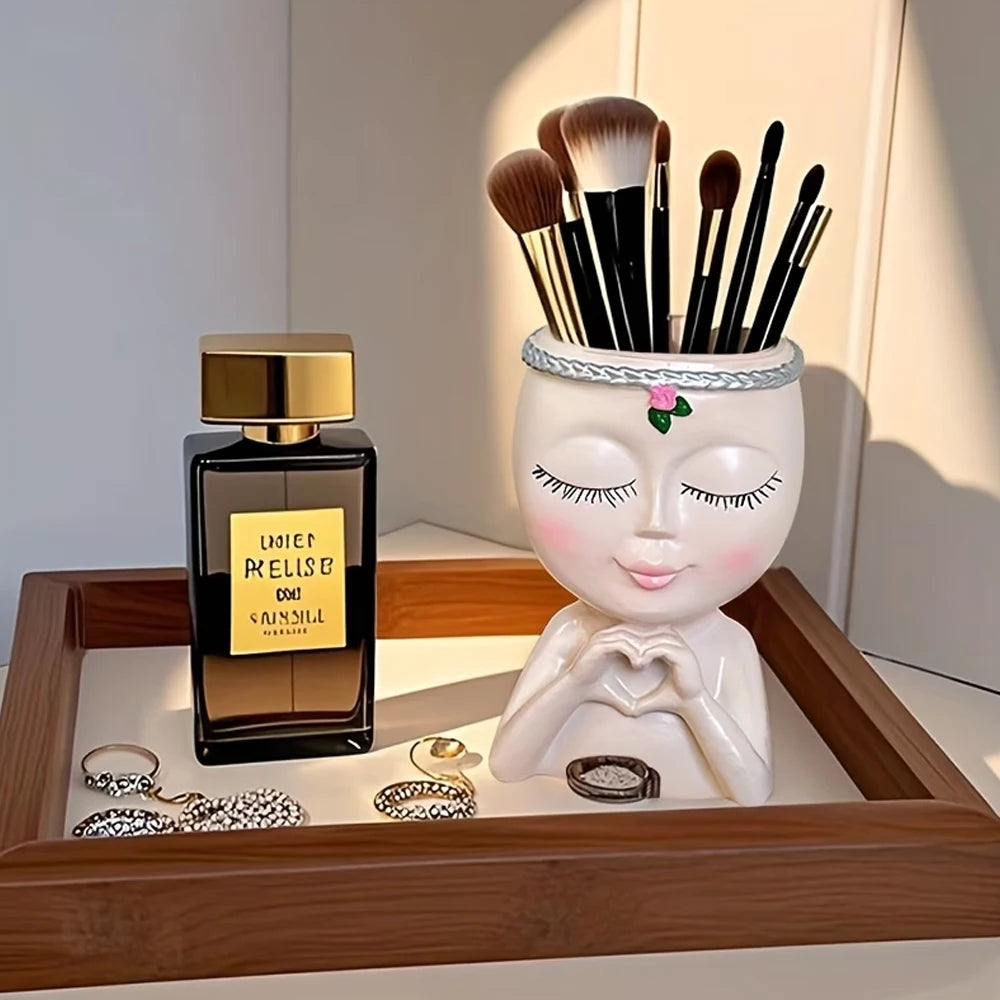 Pinselhalter Büste – dekorativer Make-up-Organizer für den Schminktisch