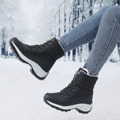 Damen Winterstiefel Plateau mit Kunstfell, wasserabweisend