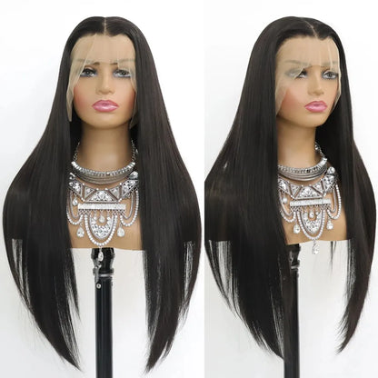 Lace Front Perücke lang & glatt in Naturschwarz – ohne Kleber, hitzebeständig