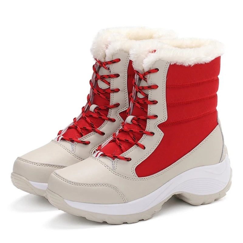 Damen Winterstiefel Plateau mit Kunstfell, wasserabweisend