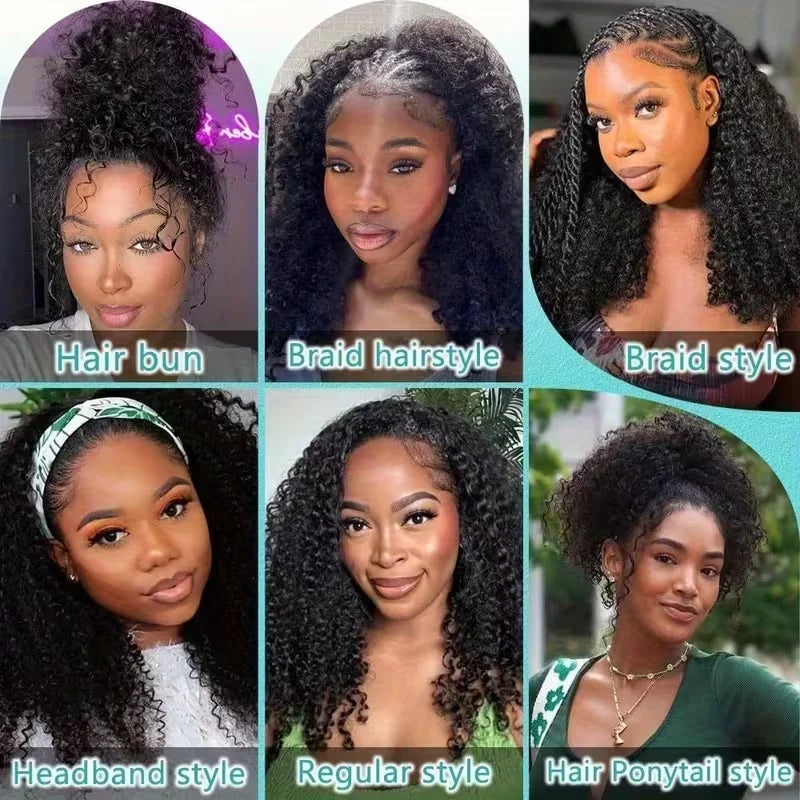 Echthaar Half Wig lockig – 3-in-1, ohne Kleber, mit Kordelzug